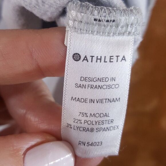 ATHLETA Womens Sweatshirt Medium Gray Pullover Unwind Crop Side Slit Oversized - Picture 4 of 9